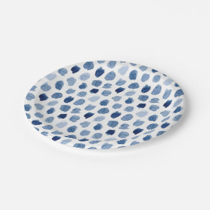 PRATO DE PAPEL MARINHO ORGÂNICO PONTOS AZUIS INDIGO PADRÃO DE T