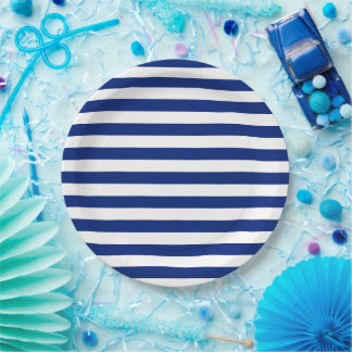 Prato De Papel Marinho Stripes Decor Náutico