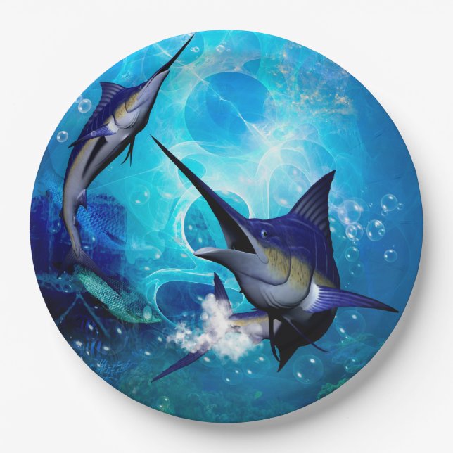 Prato De Papel Marlin incrível com bolhas (Frente)