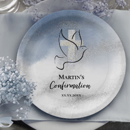 Prato De Papel mármore azul de confirmação