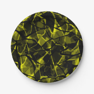 Prato De Papel Mármore verde-abstrato a preto sem água