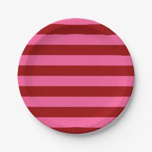 Prato De Papel Maroon Red Pink Stripes Design