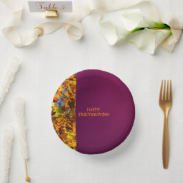 Prato De Papel Maroon Sai da Ação de Graças
