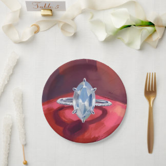 Prato De Papel Marquise Diamond Engagement Ring Red Watercolor