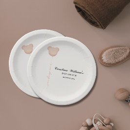 Prato De Papel Marrom bonito podemos esperar chá de fraldas