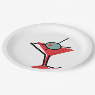 Prato De Papel Martini vermelho retro