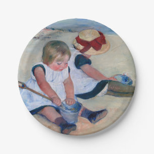Prato De Papel Mary Cassatt Crianças Brincando na Praia 1884