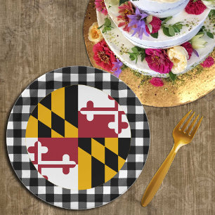 Prato De Papel Maryland Plate, xadrez de búfalos EUA e Maryland F
