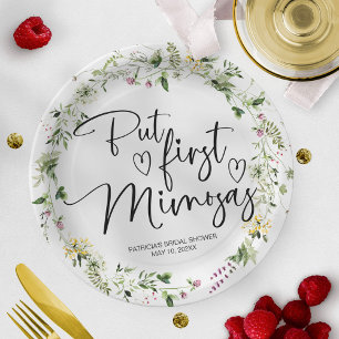 Prato De Papel Mas Primeiro Mimosas Chuveiro de Noiva com Flores 