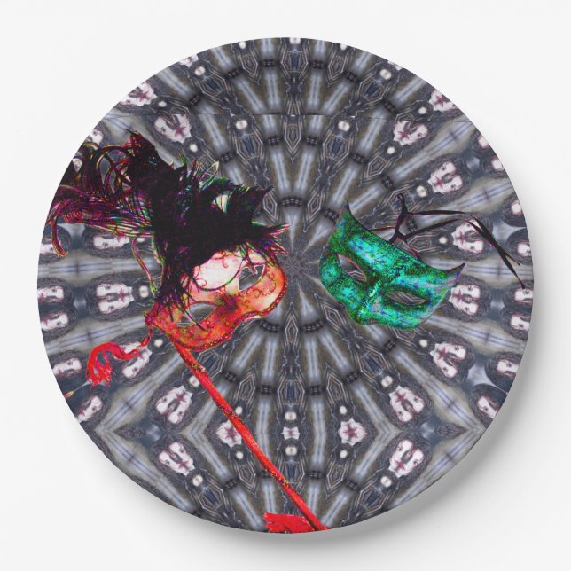 Prato De Papel MÁSCARA azul-rosa azul MÁSCARA MASCARADA GRAS MARD (Frente)