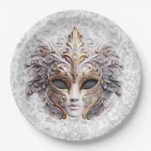 Máscara de mascarada Colorida em Cinza