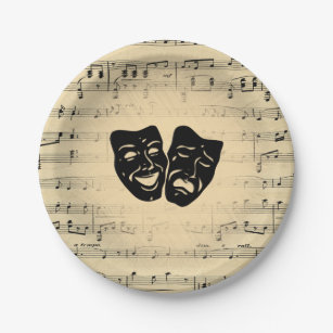 Prato De Papel Máscaras Antigas de Música e Teatro
