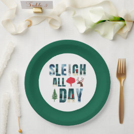 Prato De Papel Máscaras Negros Letras Cenas de Inverno 'Suspirar 