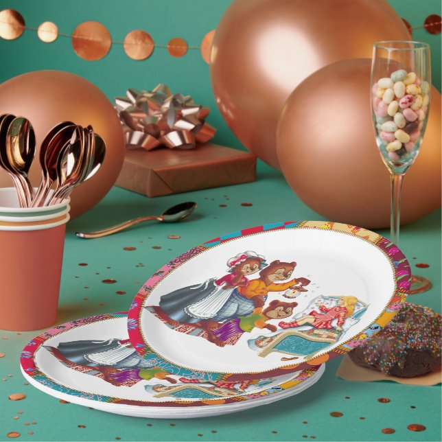 Prato De Papel Masha e 3 ursos (Múltiplo)