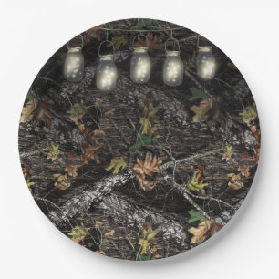 Prato De Papel Mason Jar + Camo Party Plates para Chás