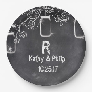 Prato De Papel Mason Jar Chalkboard String Luzes Casamento Russo