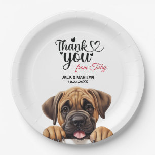 Prato De Papel Mastiff Wedding Obrigado
