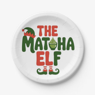 Prato De Papel Matcha Elf Engraçado Natal Matcha Bebe