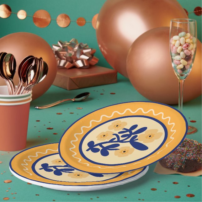 Prato De Papel Matisse Abstrato Floral Artsy Colorida (Múltiplo)