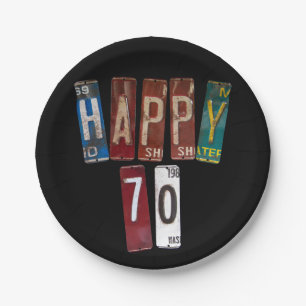 Prato De Papel matrículas oxidadas para o aniversário do 70
