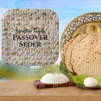 Prato De Papel Matzah do Seder da Família Personalizada