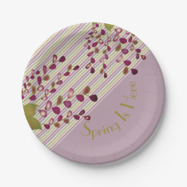 Prato De Papel Mauve Rosa E Verde Claro Com Branco