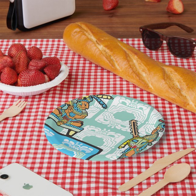 Prato De Papel Mayan Warrior e King (Criador carregado)