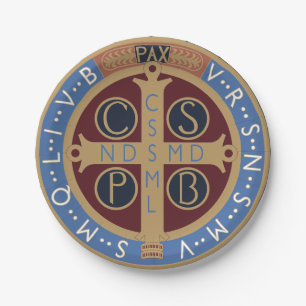 Prato De Papel Medalha santo Benedict
