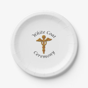 Prato De Papel Medicina Dourada de cerimônia de Casaco branco, p