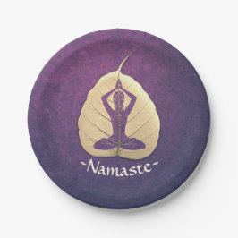 Prato De Papel Meditação de Instrutor YOGA Pose Bodhi Leaf Cortar