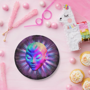Prato De Papel Meditação Psicodélica alienígena