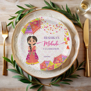 Prato De Papel Mehndi, lindos guarda-chuvas de noiva indiana