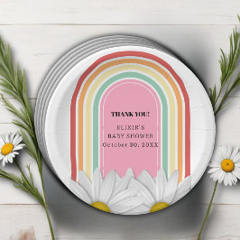 Prato De Papel Meia Chá de fraldas de margarida retrô