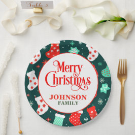 Prato De Papel Meias de Natal Coloridas Jantar de Natal