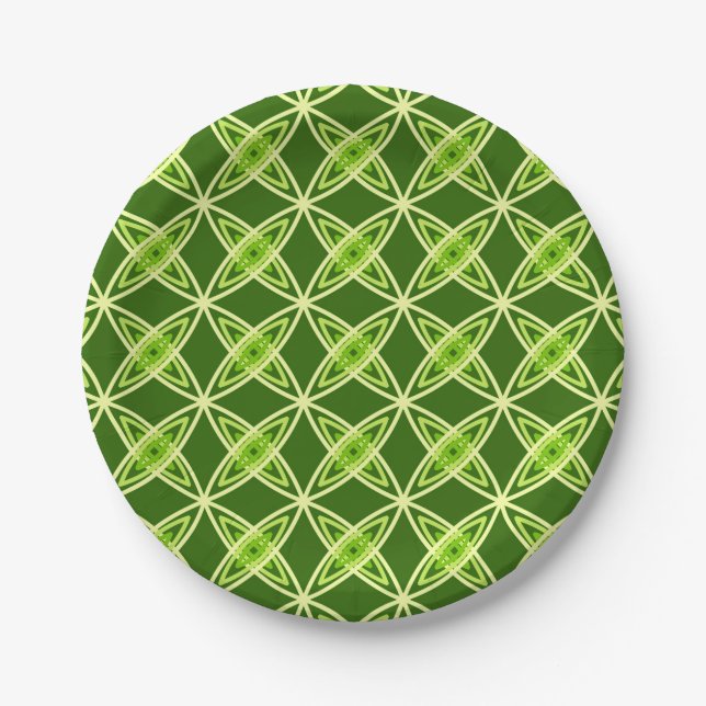 Prato De Papel Meio século Atômica Moderno - Verde-Azul (Frente)