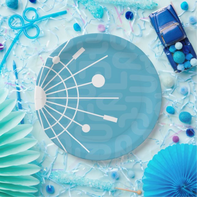 Prato De Papel Meio século Moderno Retro Sputnik Snowflake MOD (Festa)