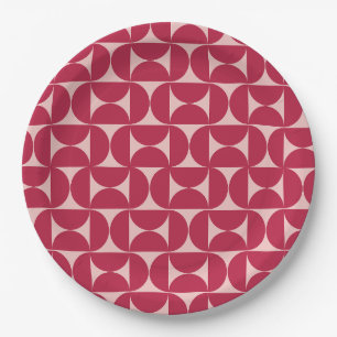 Prato De Papel Meio século Padrão moderno de Abstrato Magenta