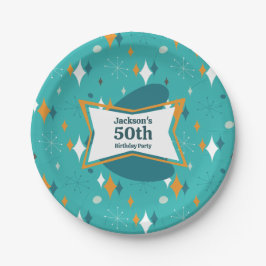Prato De Papel meio século retrorreflector 50ª Festa de aniversár
