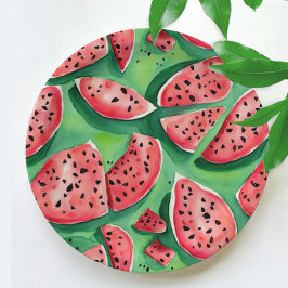 Prato De Papel Melancia Fofa Frutas Vermelhas E Verdes Aquarela