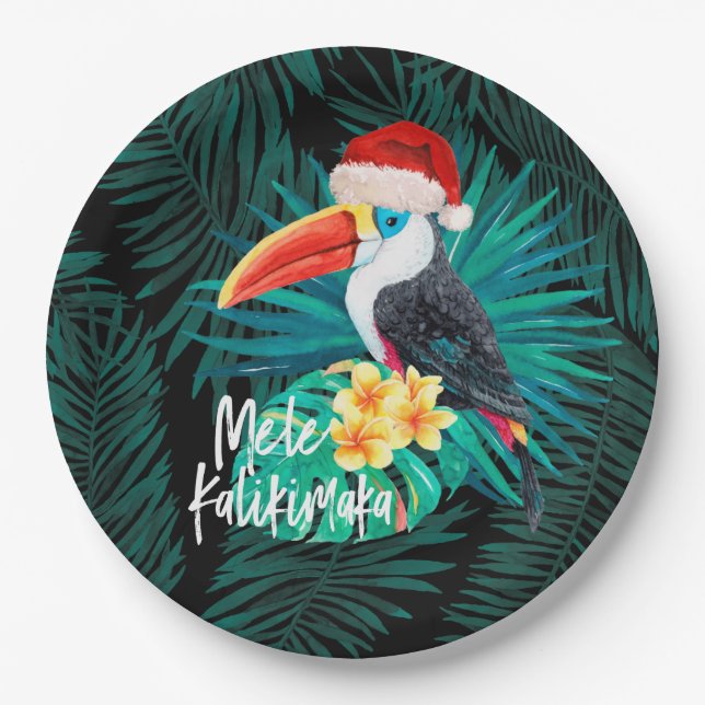 Prato De Papel Mele Kalikimaka - Aves da Selva Tropical (Frente)