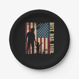 Prato De Papel Melhor Pai de Todos Com a Nossa Bandeira Americana