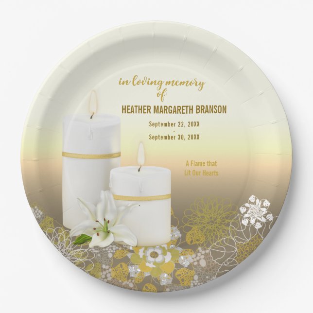 Prato De Papel Memorial Funeral Lily Candle (Frente)