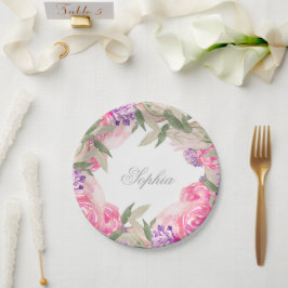 Prato De Papel Menina Baptism Christening Floral