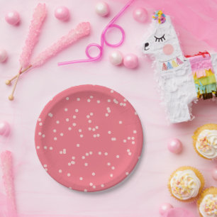 Prato De Papel Menina com Sorvete Rosa Brilhante Festa de 1º Aniv