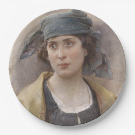 Prato De Papel Menina com véu verde (por Ludwig Passini)