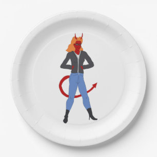 Prato De Papel menina diabólica