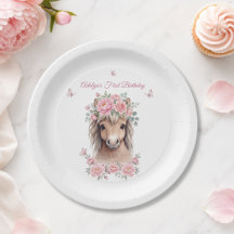 Menina Fofa Cavalinho Floral Rosa Aniversário de U