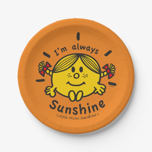 Prato De Papel Menina Sunshine | Sou sempre o Sol (Frente)