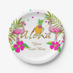 Prato De Papel Meninas do Luau de Aloha Festa de Aniversário Trop