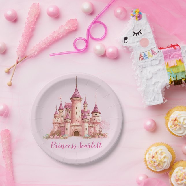 Prato De Papel Meninas Rosa Princesa Aniversário Personalizada (Festa)